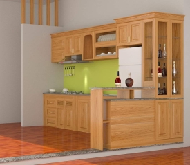 Tủ bếp gỗ Xoan đào- tủ bếp sang, giá trị thực