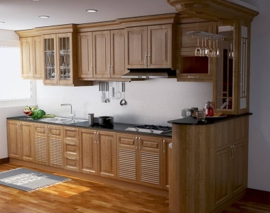 Thiết kế tủ bếp gỗ tự nhiên phong cách cổ điển  