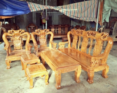 Bộ bàn ghế 6 món đào gỗ đỏ