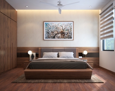 Thiết kế giường gỗ óc chó kiểu Nhật