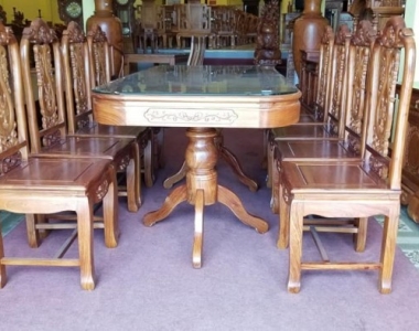 Bộ bàn ăn 8 ghế gỗ hương cao cấp sang trọng