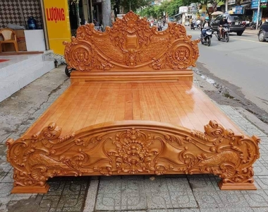 Xưởng chuyên sản xuất giường ngủ bằng gỗ gõ đỏ