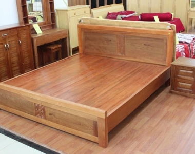 Mẫu giường ngủ đẹp gỗ tự nhiên hiện đại kiểu dáng đơn giản