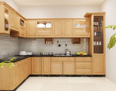 Thiết kế tủ bếp bằng gỗ theo yêu cầu